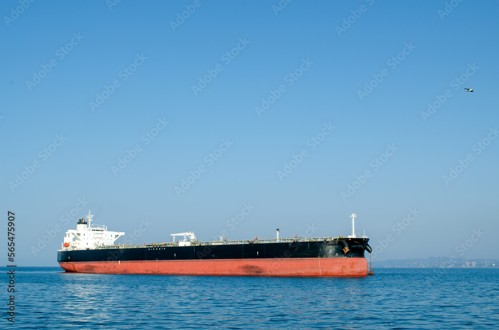 Oil tanker moored in port