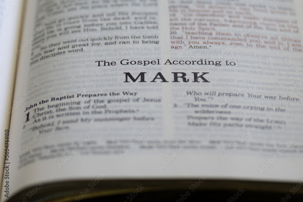 title page from the book of Mark in the bible for faith, christian, hebrew, israelite, history, religion title page from the book of Mark in the bible for faith, christian, hebrew, israelite, history, religion