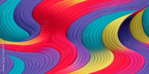 Smooth wave flowing rainbow gradient background 3D  liquid abstract wallpaper design. 