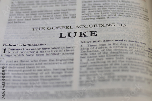 title page from the book of Luke in the bible for faith, christian, hebrew, israelite, history, religion photo