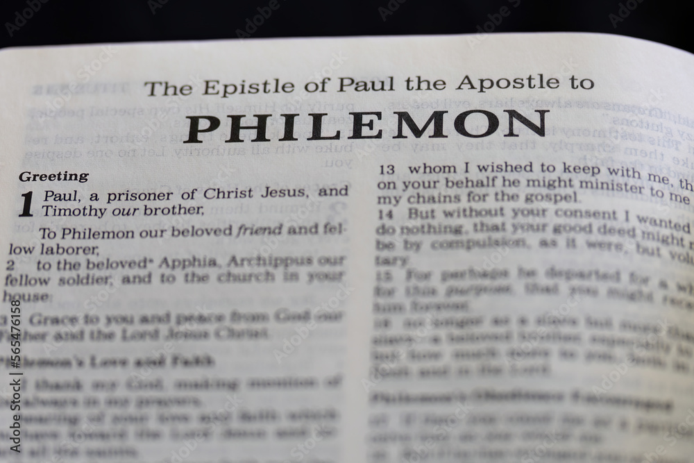 title page from the book of Philemon in the bible for faith, christian, hebrew, israelite, history, religion title page from the book of Philemon in the bible for faith, christian, hebrew, israelite, history, religion