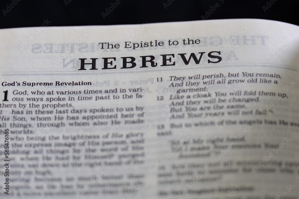title page from the book of Hebrews in the bible for faith, christian, hebrew, israelite, history, religion title page from the book of Hebrews in the bible for faith, christian, hebrew, israelite, history, religion