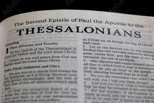 title page from the book of 2nd Thessalonians in the bible for faith, christian, hebrew, israelite, history, religion