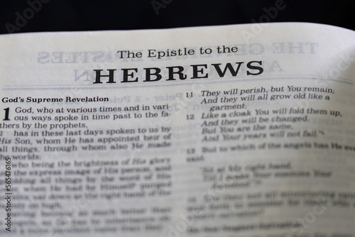title page from the book of Hebrews in the bible for faith, christian, hebrew, israelite, history, religion
