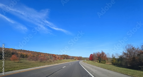 Wide open highways in the fall in Upstate NY, USA