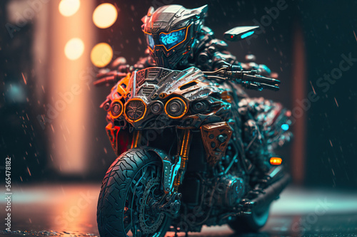 illustration of a futuristic motorcyclist