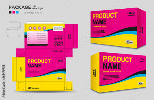 Cosmetic box design, Medical Package design template, Supplements Box Packaging design, Label design, healthcare label, packaging creative idea vector, box outline, 3d box realistic mock-up, vector