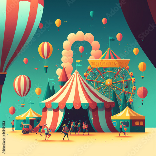 Parque de diversão, balão, circo, festa, colorido, presente, sorriso, roda gigante, céu, arte, parque, divertimento, feira