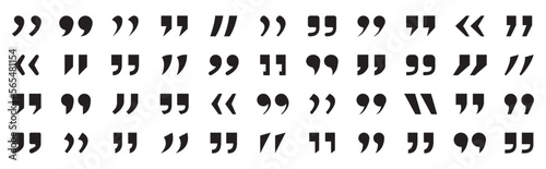 Set of quote mark. Set of quote mark black sign on white background. Quote marks outline. Speech marks. Talk bubble speech icon. Vector quote sign.Vector illustration.