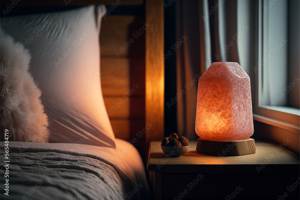 Himalayan Salt Lamp Bedroom Setup Concept Stock Illustration | Adobe Stock