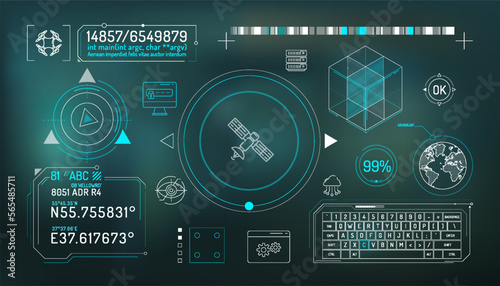 Set of infographic elements about satellite and quadcopter data protection.
