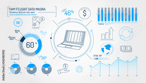 Set of infographic elements about the dollar exchange rate and fintech.