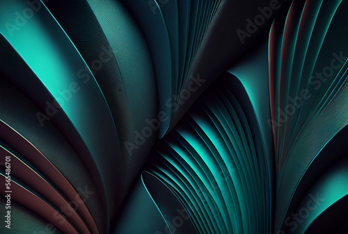 Green 3D abstract modern futuristic wallpaper featuring lines of different colors background with Generative AI