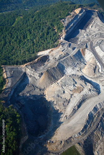 Aerial view of  Kayford Mountain mountaintop removal (MTR) coal mine operation near Kayford, WV. photo