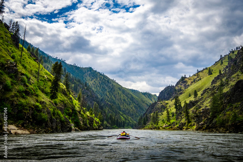 People rafting along Salmon River, Idaho, USA photo