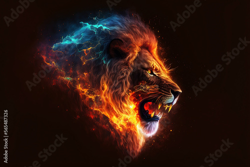 lion roar, fierce, concept , generative ai photo