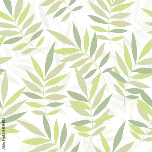 Leaves Pattern. Watercolor Tropic Palm Leaves Seamless Vector Background  Textured Jungle Print
