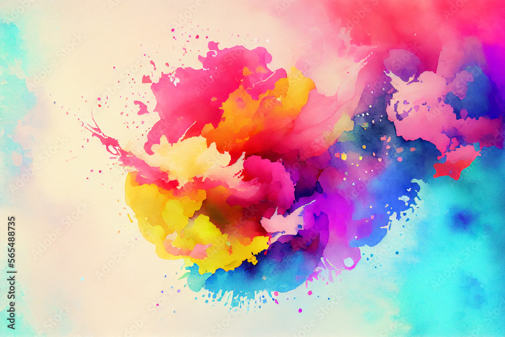 Fototapeta premium Bunter aquarellfarbender Hintergrund - Generative Ai