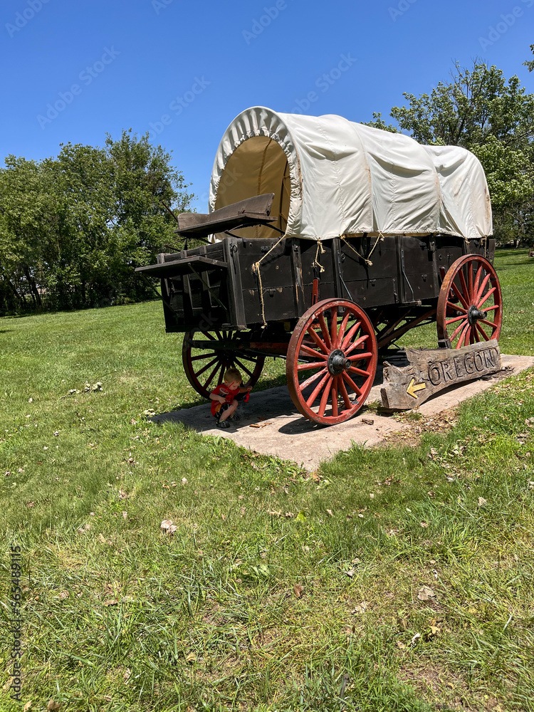 Covered wagon in Fort Kearney state park in Nebraska
