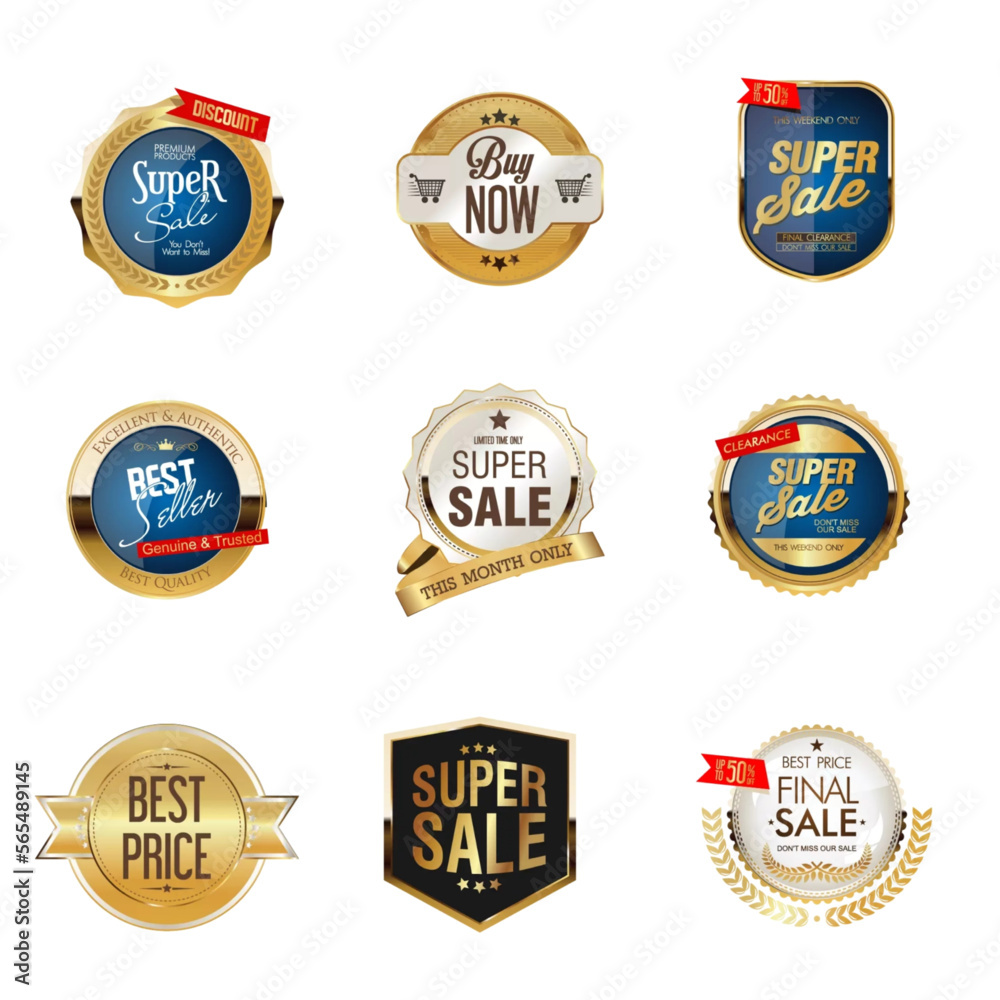Super Premium Quality golden Sale Label vector