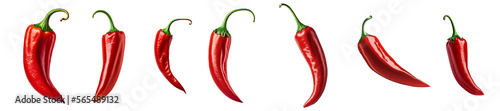 Set of red chilis pepper isolated on transparent background © Awesomextra