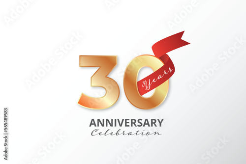 30 years anniversary gold logo label illustration template design