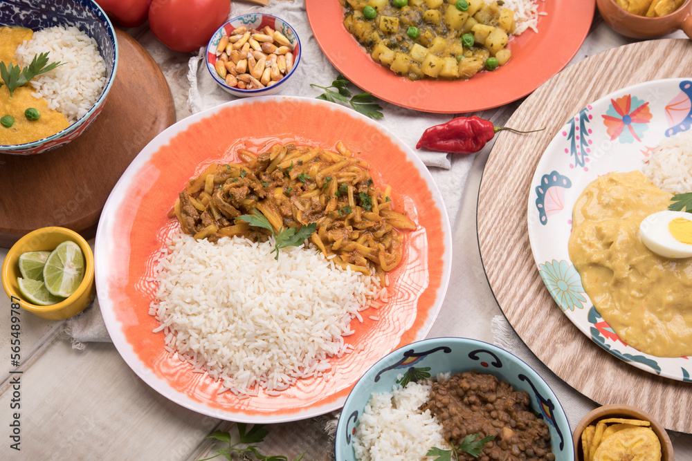 Peru traditional comfort food buffet table Peru traditional comfort food buffet table