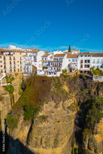 View of buildings on top of gorge in Ronda  SpainView of buildings on top of gorge in Ronda  Spain