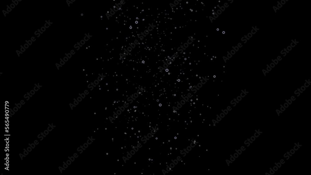 3D Render. Motion design Bubble surges on black background move upward. A geyser of bubbles is moving up