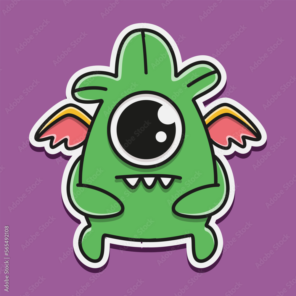 Fototapeta premium cute monster cartoon doodle design for coloring, backgrounds, stickers, logos, symbol, icons and more