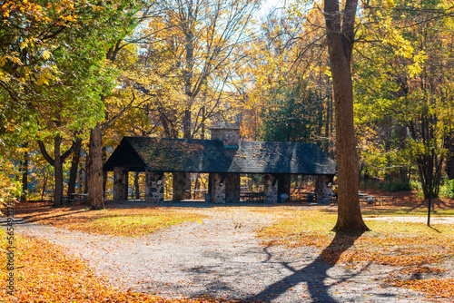 autumn in the park, pavilion