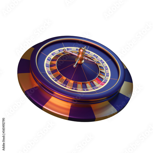 roulette wheel and casino chips composition
