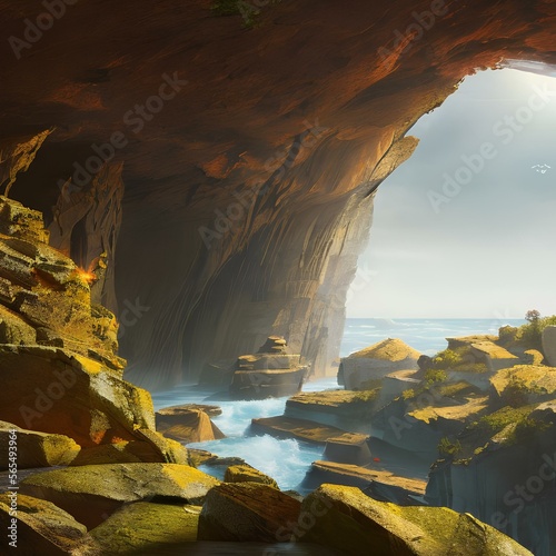 A cave where the rocks are made of cheese2, Generative AI photo