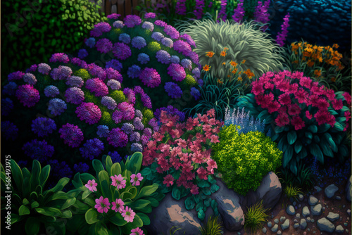 Gardening, Planting Seeds, Plants and Flowers in Garden, Colorful Green, Generative ai
