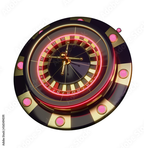 dark roulette wheel and chips