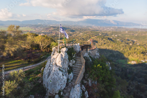 Bild auf Leinwand View of Kaiser's Throne observation deck lookout, Pelekas village, Corfu island,