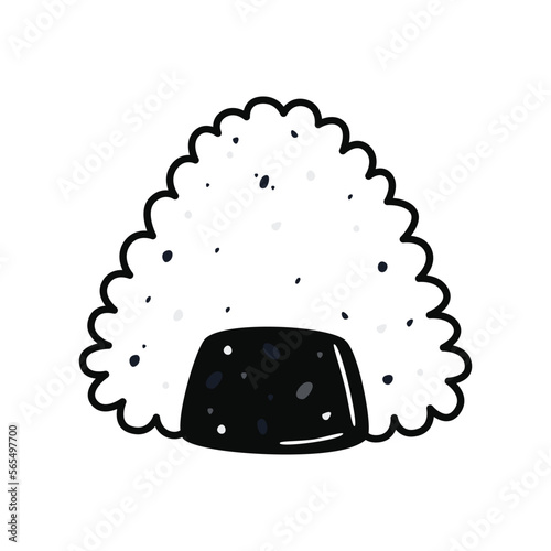 Sushi in cartoon style. Cute onigiri with salmon for menu