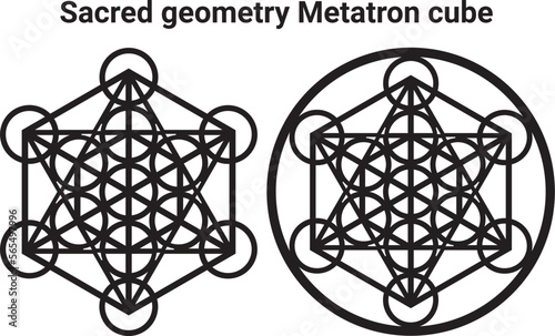 Metatron cube sacred geometry crystal grid template vector design