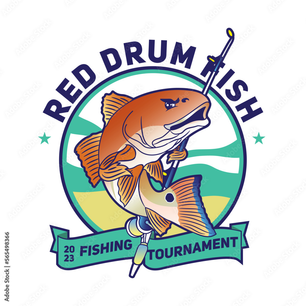 Vecteur Stock Red drum fish vector illustration in cartoon style