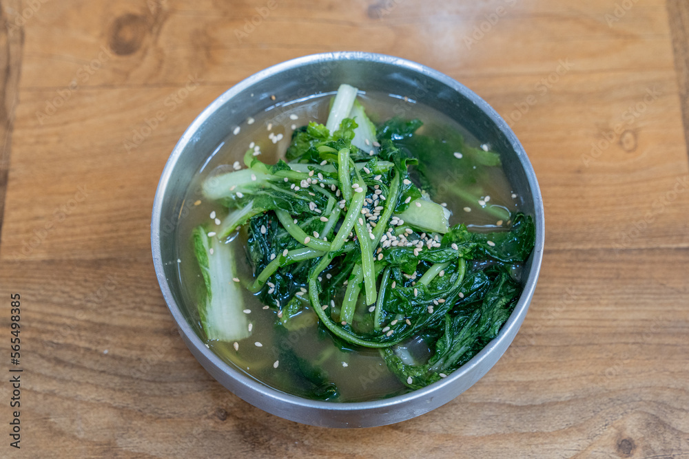 Young radish soup kimchi, a side dish at a Korean restaurant Young radish soup kimchi, a side dish at a Korean restaurant