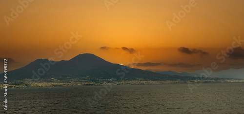 Sun breaking through clouds on the Gulf of Naples © cascoly2