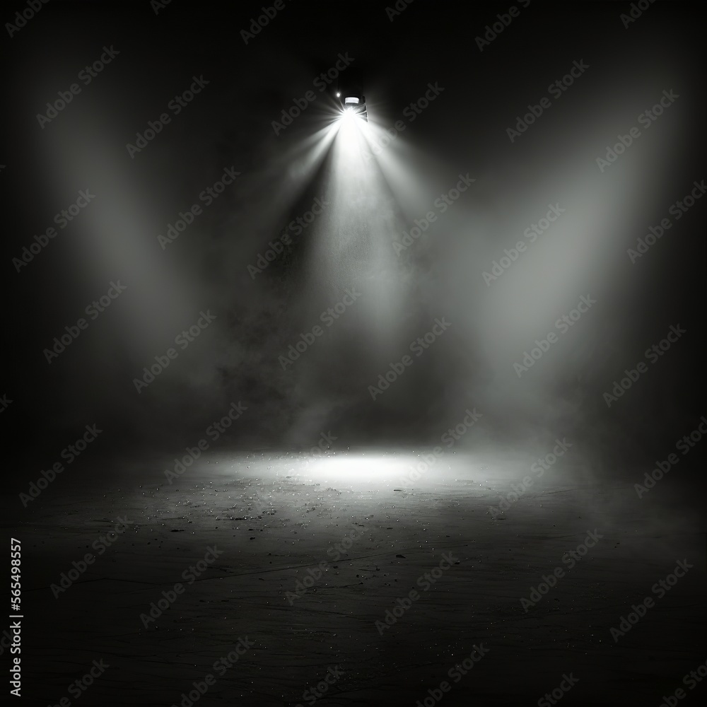 Dark empty street, dark gray background, empty dark stage, spotlights Asphalt floor and studio room with smoke, lighting. night view. Generative AI illustration Dark empty street, dark gray background, empty dark stage, spotlights Asphalt floor and studio room with smoke, lighting. night view. Generative AI illustration