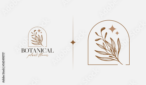 Abstract Leaf Flower Tree Logo Template. Universal creative premium symbol. Vector illustration. Creative Minimal design template. Symbol for Corporate Business Identity