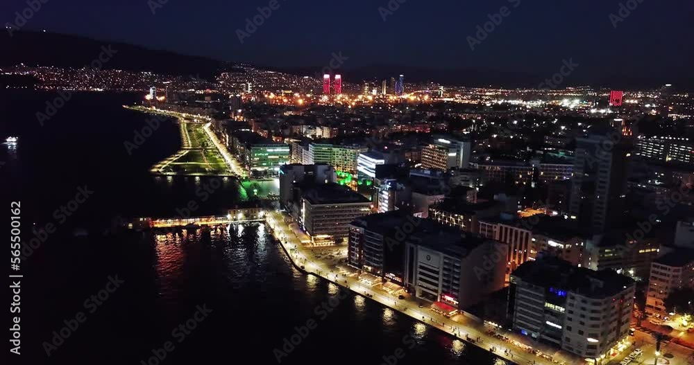 custom made wallpaper toronto digitalIzmir coastline and general night drone view of the city