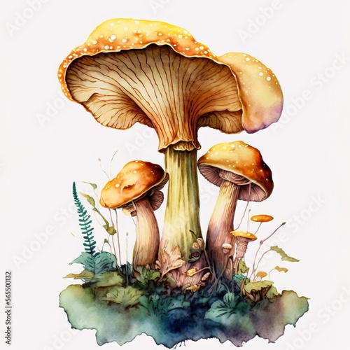 Mushroom illustration watercolor style