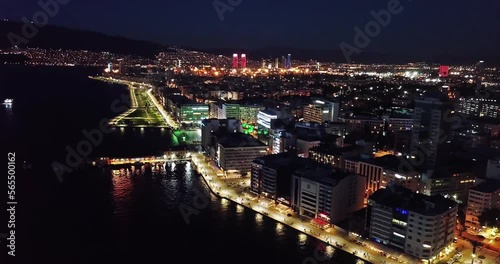 Wallpaper Mural Izmir coastline and general night drone view of the city Torontodigital.ca
