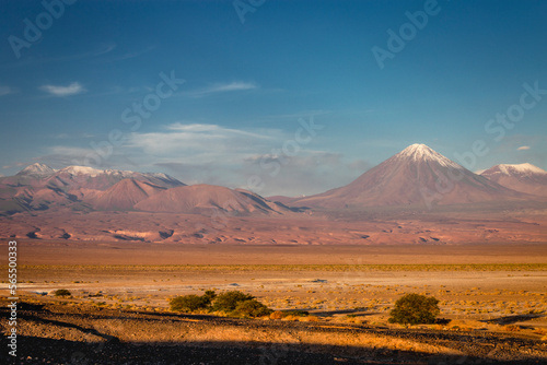Licancabur and dramatic volcanic landscape at Sunset, Atacama Desert, Chile
