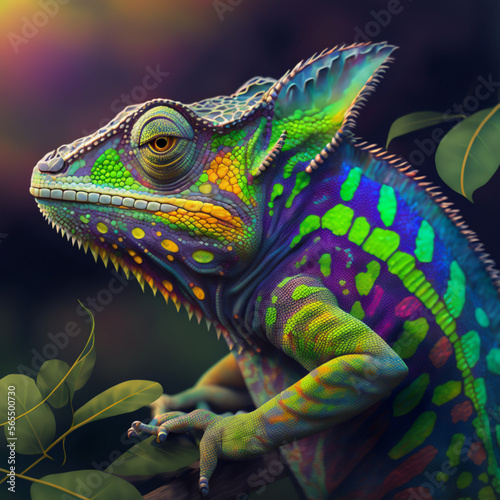 Colourful iguana on a branch