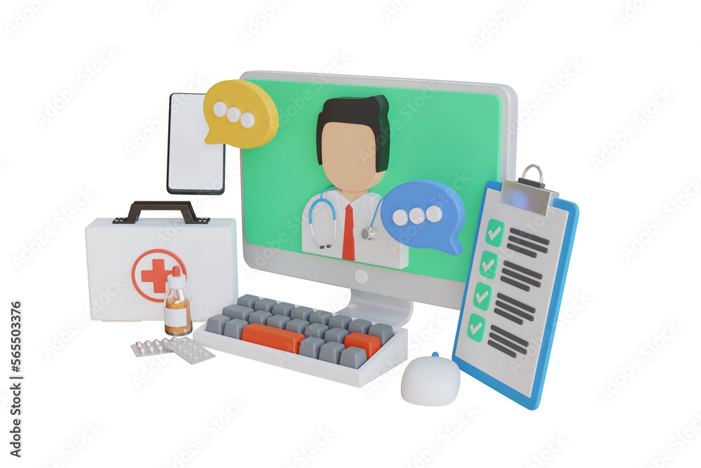Online Doctor Consultant 3D Illustration Online Doctor Consultant 3D Illustration