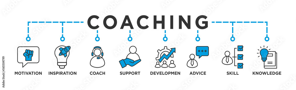 Coaching banner web icon for coaching and success, motivation, inspiration, teaching, coach, learning, knowledge, support and advice Coaching banner web icon for coaching and success, motivation, inspiration, teaching, coach, learning, knowledge, support and advice